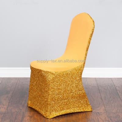 China Simple Metallic Cheap Spandex Sequin Chair Cover For Wedding Event Banquet for sale