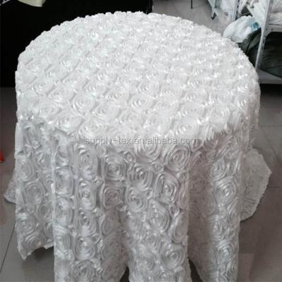 China Oilproof Rosette Tablecloth White Satin Tablecloth White Round Tablecloth For Wedding for sale