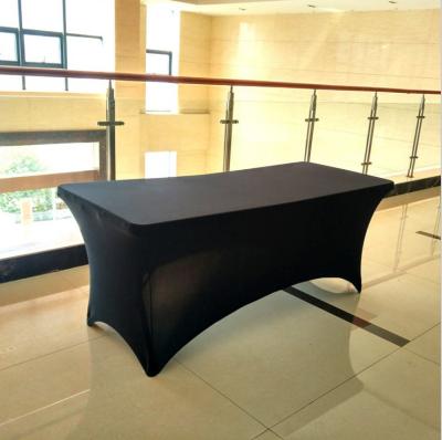 China Disposable Elegant Universal Black Waterproof Spandex Stretch Rectangular Fitted Table Cover for sale