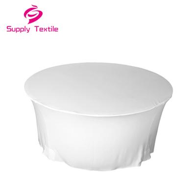 China Disposable White Cheap Stylish Fitted Modern Elastic Stretch Spandex Tablecloth Table Cover for sale