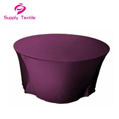 China Eggplant Round Stretch Table Cloth Table Cover Disposable Spandex Fitted Wedding for sale