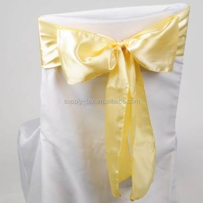 China Custom Cheap Disposable Satin Chair Cover Sash Hangers For Banquet Wedding for sale