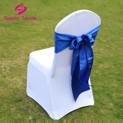 China Simple Inexpensive Navy Blue Satin Banquet Wedding Chair Sashes For Chair Cover for sale