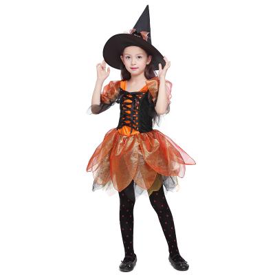 China Party Costume 2021Halloween Party Kids Children Cosplay Witch Costume For Girls Halloween Costume Party Witch Dress With Hat for sale