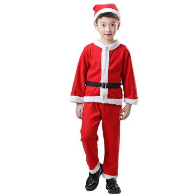 China Hot Sale Children's Christmas Costume Boy Red Suit Santa Costume Three-Piece Party Dance Stage Performance for sale