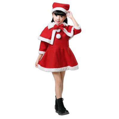 China ENGLAND STYLE Child Shawl Christmas Clothes Girl Christmas Red Dress for sale