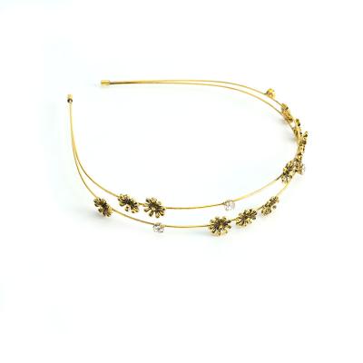 China Korean Senator Series Double-Layer Metal Chrysanthemum Alloy Personalized Gold Fashion Vintage Hair Band for sale