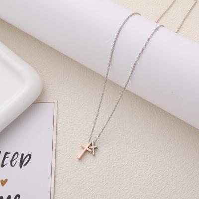 China Fashion cute simple luxury soft cross necklace light necklace clavicle pendant chain for sale