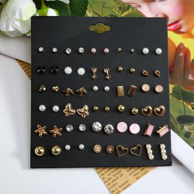 China Fashionable Korean pearl earring Korean version sword bird resin cool wind geometric earring combination of set for sale