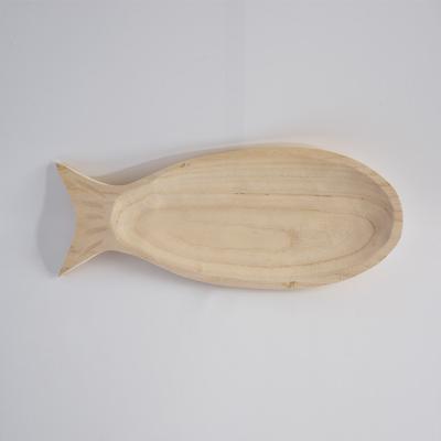 China 100% handmade fish shaped paulownia wood dishes/fruit dish for sale