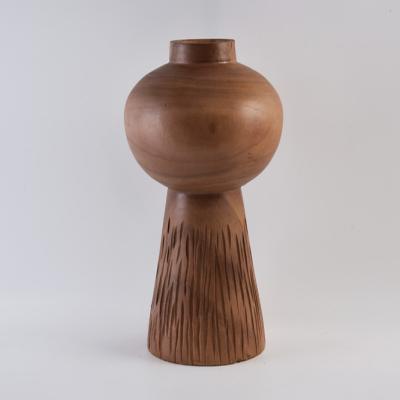 China 100% Handmade Wooden Bottle Vase Paulownia Wood Vases for Home Decor for sale