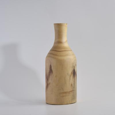 China 100% Handmade Wooden Bottle Vase Paulownia Wood Vases for Home Decor for sale