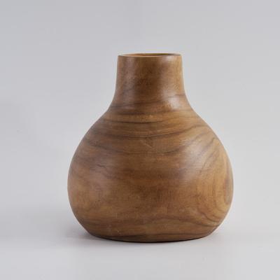 China 100% handmade wood vases new handmade wooden bottle vase for home decor for sale