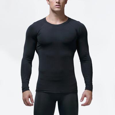 China Breathable Custom Long Sleeve Apparel Mens T-Shirt Tracksuits For Mens Training Fitness Wear Polyester Black for sale