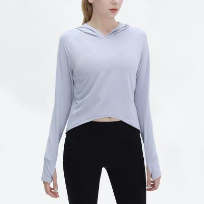 China Fitness 2021 Breathable Wear Long Sleeve Yoga Simple Shirt Women Running Sportswear Hoodies Crop Tops for sale