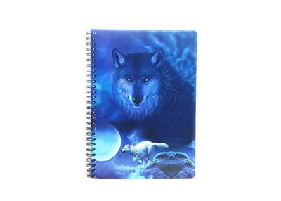 China Blue Wolf Pattern 3D Lenticular Notebooks CMYK UV Offset Printing for sale