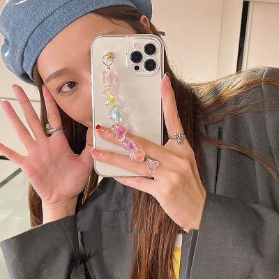 China Shockproof Cute Love Heart Bracelet Wrist Chain Case For iPhone 13 Pro Max 12 Mini 11 XR X XS 7 8Plus SE 2020 Clear Soft Back Cover for sale