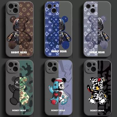 China Shockproof Popular Bear Silicone Cases Soft Black Cover for iPhone 14 Phone Case for iPhone 14 Pro Max 13 12 11 Xs X XR 8 7 SE for sale