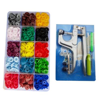 China U Shape Fastener Snap Pliers+336set T5 Plastic Resin Leather Working Snap Buttons Press Stud Fabric DIY Buttons Press Machine Sewing Tools for sale