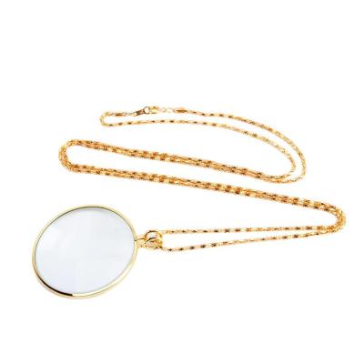 China Decorative Monocle Necklace With 5x Magnifier Magnifying Glass Pendant Gold Silver Plated Chain Necklace For Women Jewelry GC3196 for sale