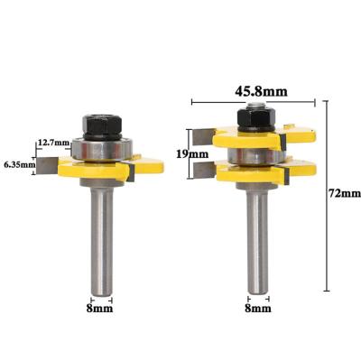 China 2 PCS/ Carbide Set 8mm Shank 2 Bit Tongue And Flute Router Bit Set Wood Milling Cutter Flooring Knife for sale