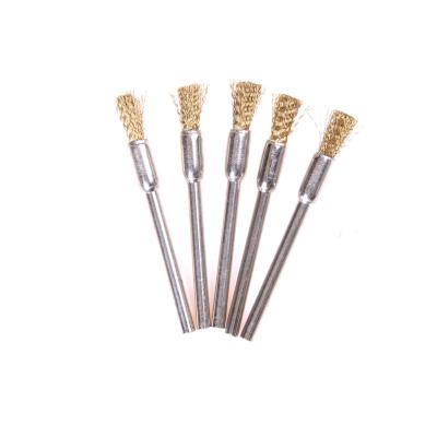 China 10pc Mini Wire Brush Brushes 3mm x 5mm Cup Brass Wheel for Grinder or Drill Gc2712 for sale