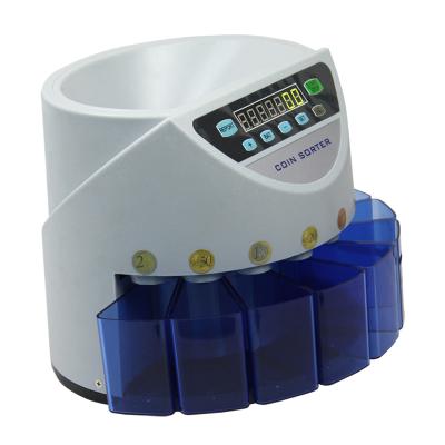 China Euro Value Blue Mix Sorter Automatic Coin Counting Coin Counter for European Market Coins Counting Machine with 8 Money Tube for sale