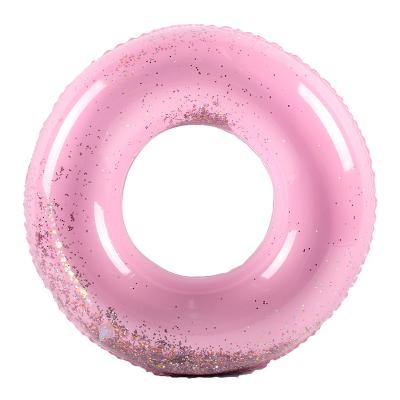 China Durable Eco-friendly Inflatable Tire Pool Swimming Ring Float Swimming Circle Beach Pool Ring Pink Shinny Color Swimming Rings Tube for sale