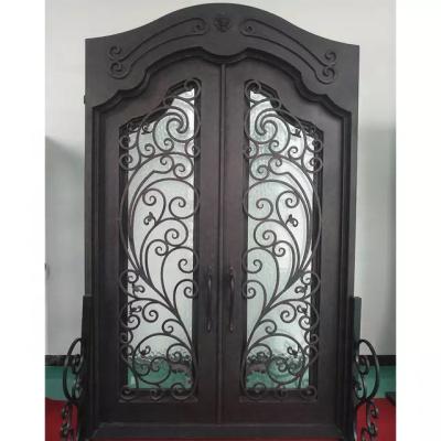 China Screen Designs House Iron Entry Door Wrought Iron French Doors Folding Exterior French Door Double Door for sale