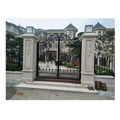 China Modern New Design House Outside Luxury Wrought Iron Front Door Villa Door for sale