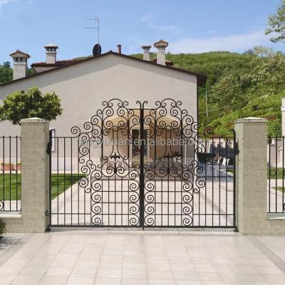 China Traditional Main Entrance Wrought Iron Gate Double Gate Garden Front Garden Steel Steel Front Door for sale