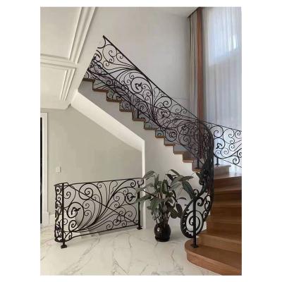 China Traditional Customized Laser Cut Decorative Modern Wrought Iron Stair Railings For Villa for sale