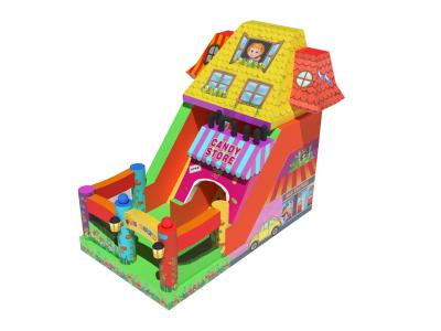 China Multi Color Fun Town Dry Slide Bouncy House Inflatable For Kids for sale