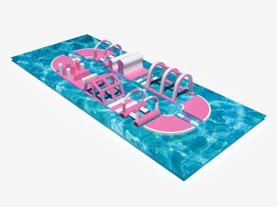 China Pink Inflatable Water Obstacle Course Outdoor Park For Summer for sale