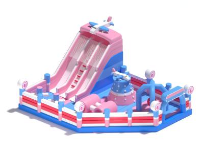 China Kids Inflatable Small Bouncy Castle Pink Blue With Slides for sale