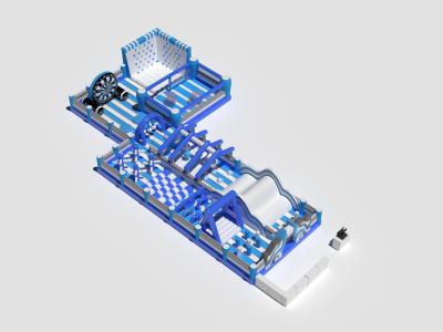 China Curso de obstáculos inflables comerciales de PVC azul y blanco personalizado en venta