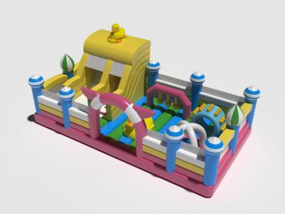 China Small Jumping Inflatable Castles Duck Park Yellow Pink Blue for sale