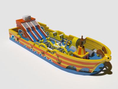 China Barco pirata inflable Vuela el castillo con grandes toboganes en venta