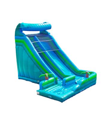 China Blue Wave Inflatable Slide With Pool For Outdoor Water Park for sale