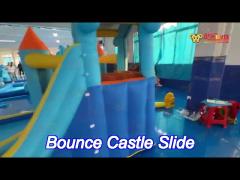 polyester oxford inflatable blue and orange water slide for children fun park
