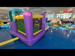 polyester oxford inflatable purple yellow blue slide with toss play