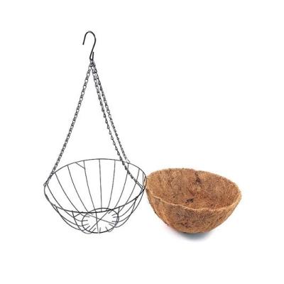 China CLASSIC Metal Hanging Planter Basket Flower Pot Basket Cocos Coir Lining For Indoor Outdoor Garden Decor for sale