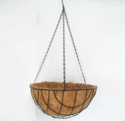 China Garden Flat Bottom Hanging Basket Planter With Coco Liner for sale