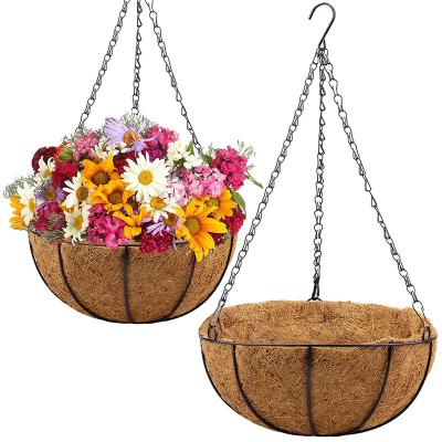 China Garden Coco Liner With Wire Hanging Basket Shaped Coco Liner Metal Wall Basket for sale