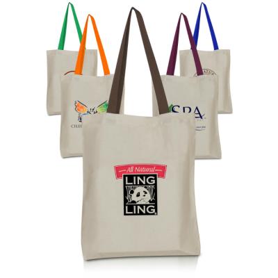 China Wholesale 100% Promotional Handled Color Handle Canvas Bag Custom Printing Cotton Canvas Tote Bag for sale