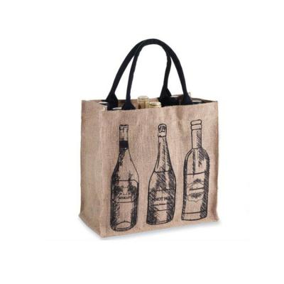 China Custom Eco-Friendly Reusable Heavy Burlap Shopping Bag Jute Wine Bags Bottle Packing Material Popular Design Eco-friendly Material for sale