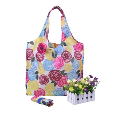 China Wholesale Reusable Folding Tote Bag Large Reusable 190T Polyester Grocery Expandable Bag for sale