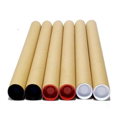 China Recycled Materials Kraft Paper Cardboard Hot Selling Packing Mailing Tube With Caps for sale