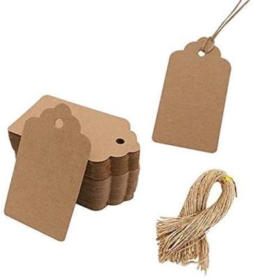 China Eco-friendly Sustainable Recycle Customized Brown Water Ripple Kraft Paper Gift Tags For Clothing Toy Wig Shirt for sale