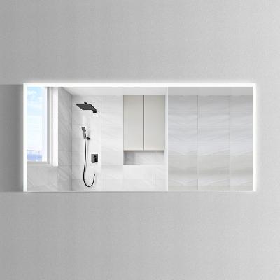 China IP44 Illuminated Hotel Wall Mounted Frameless Bathroom Lighted Glass Mirror for sale